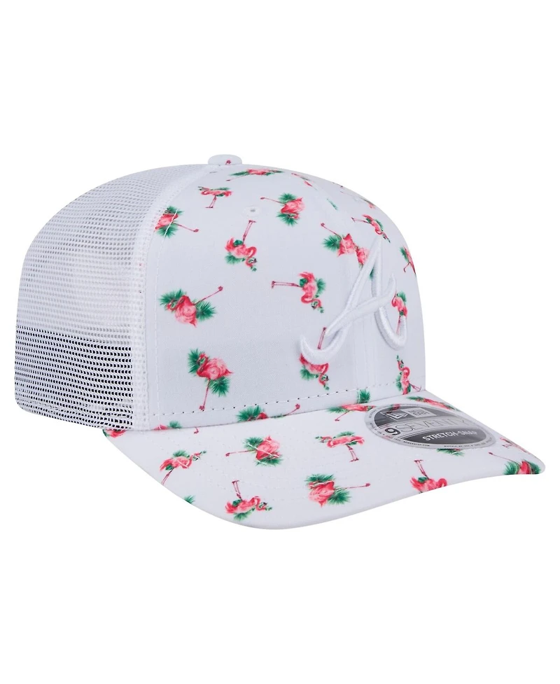 New Era Men's White Atlanta Braves Flamingo Mesh Back 9SEVENTY Stretch-Snap Hat