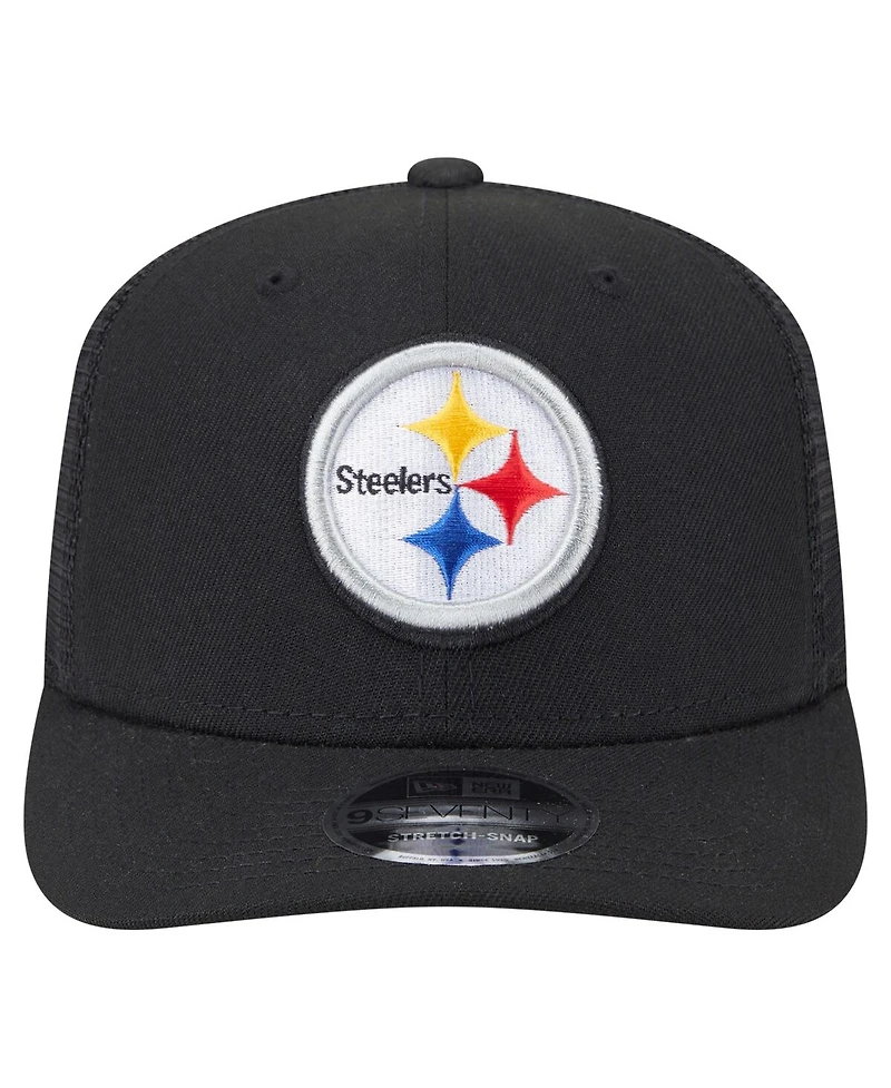 New Era Men's Black Pittsburgh Steelers Main Trucker 9SEVENTY Stretch Snap Hat