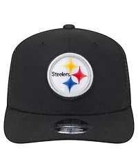 New Era Men's Black Pittsburgh Steelers Main Trucker 9SEVENTY Stretch Snap Hat