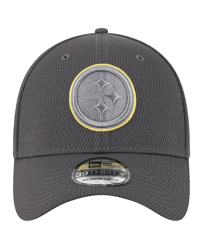 New Era Men's Graphite Pittsburgh Steelers Main 39THIRTY Flex Hat