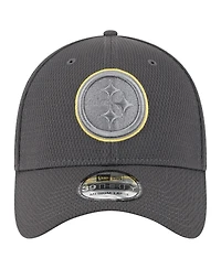 New Era Men's Graphite Pittsburgh Steelers Main 39THIRTY Flex Hat