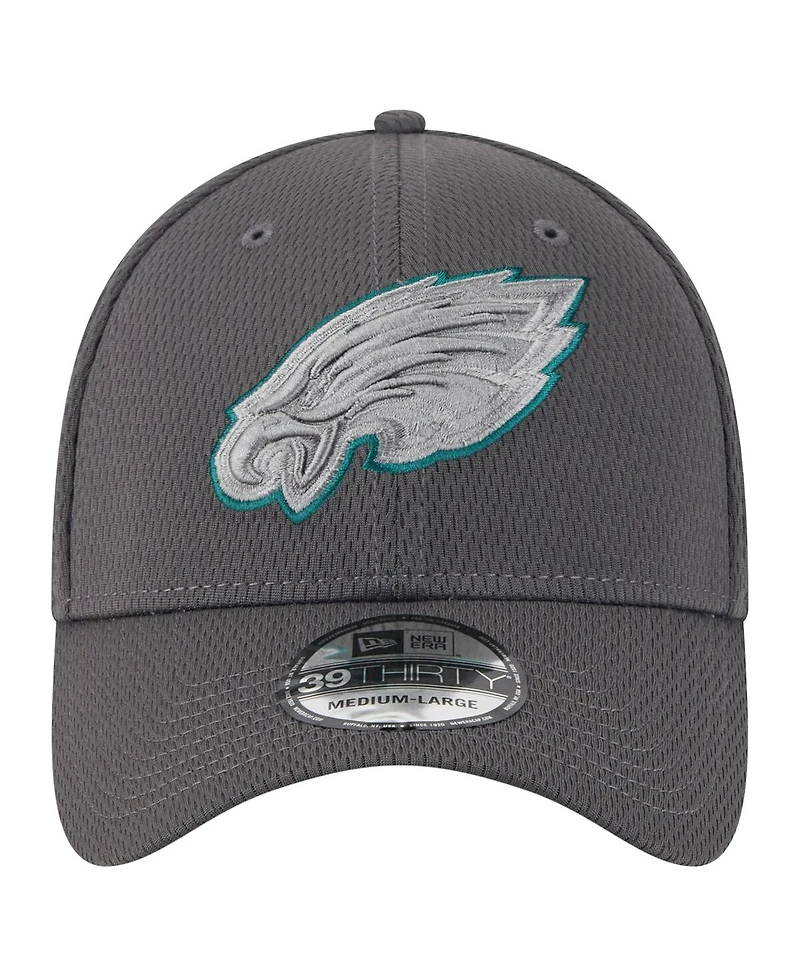 New Era Men's Graphite Philadelphia Eagles Main 39THIRTY Flex Hat
