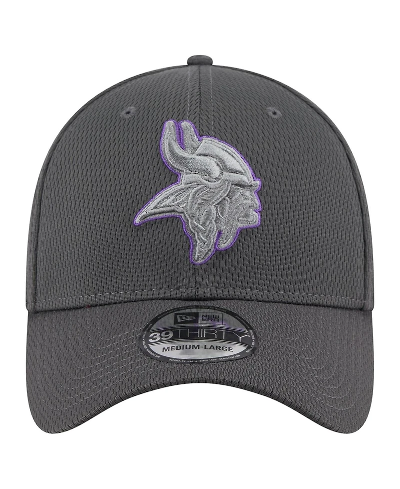New Era Men's Graphite Minnesota Vikings Main 39THIRTY Flex Hat