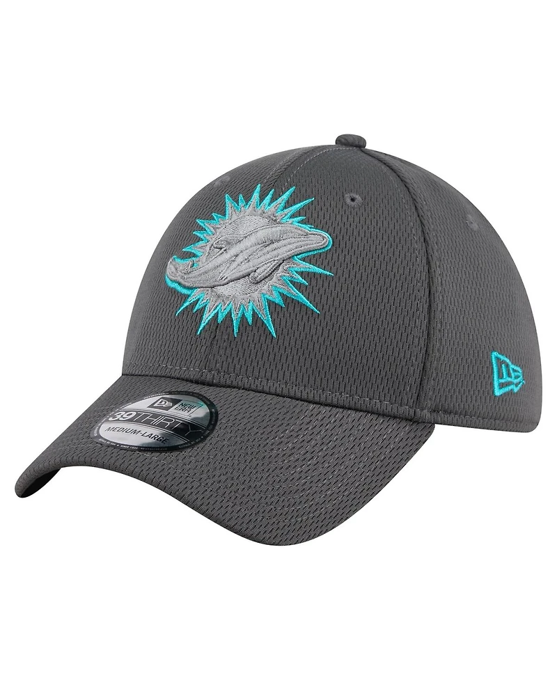New Era Men's Graphite Miami Dolphins Main 39THIRTY Flex Hat