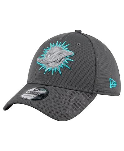 New Era Men's Graphite Miami Dolphins Main 39THIRTY Flex Hat