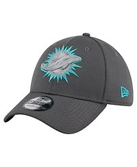 New Era Men's Graphite Miami Dolphins Main 39THIRTY Flex Hat