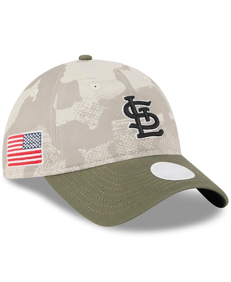 New Era Women's Light Beige/Olive St. Louis Cardinals 2025 Armed Forces Day 9TWENTY Adjustable Hat