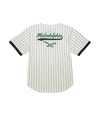 Mitchell & Ness Men's Cream Philadelphia Eagles Vintage Logo Final Seconds Full-Button Mesh Top