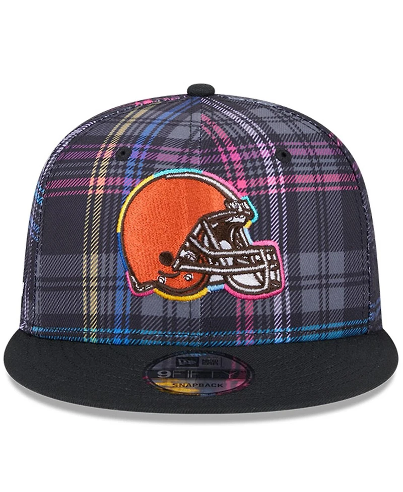 New Era Men's Black Cleveland Browns 2024 Nfl Crucial Catch Plaid 9FIFTY Snapback Hat