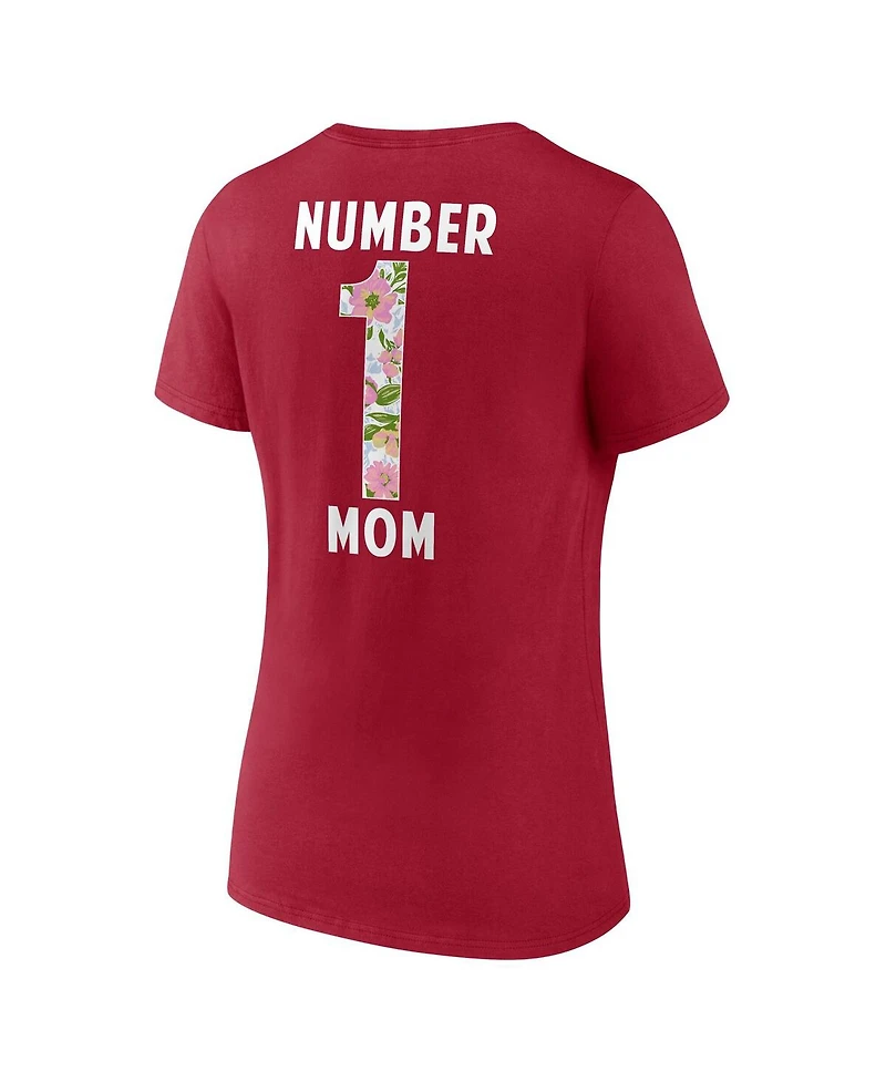 Logo Athletic Women's Scarlet San Francisco 49ers Number 1 Mom Floral V-Neck T-Shirt