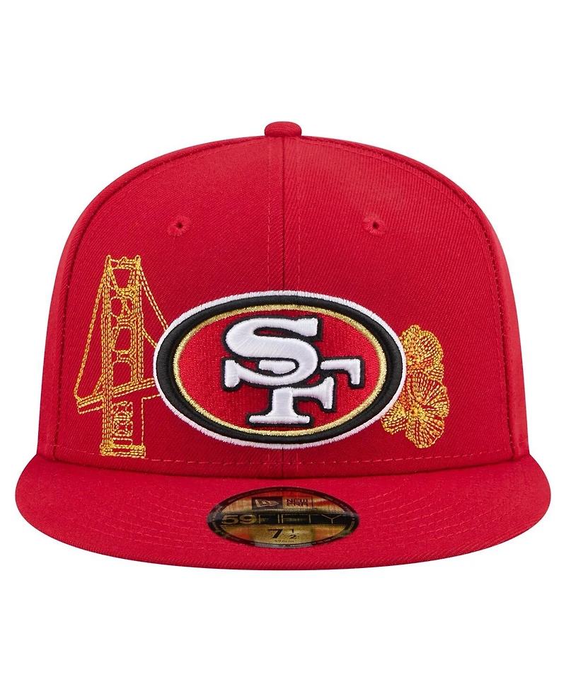 New Era Men's Scarlet San Francisco 49ers State Stitch 59FIFTY Fitted Hat
