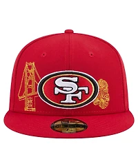 New Era Men's Scarlet San Francisco 49ers State Stitch 59FIFTY Fitted Hat
