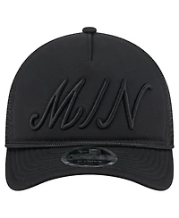 New Era Men's Black Minnesota Twins City Initial 9FORTY A-Frame M-Crown Adjustable Trucker Hat