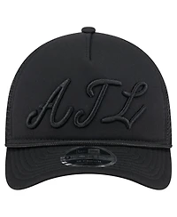 New Era Men's Black Atlanta Braves City Initial 9FORTY A-Frame M-Crown Adjustable Trucker Hat