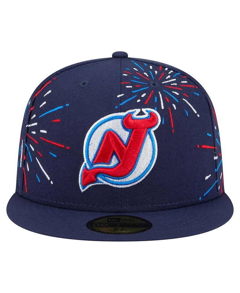 New Era Men's Navy Jersey Devils Americana Fireworks 59FIFTY Fitted Hat