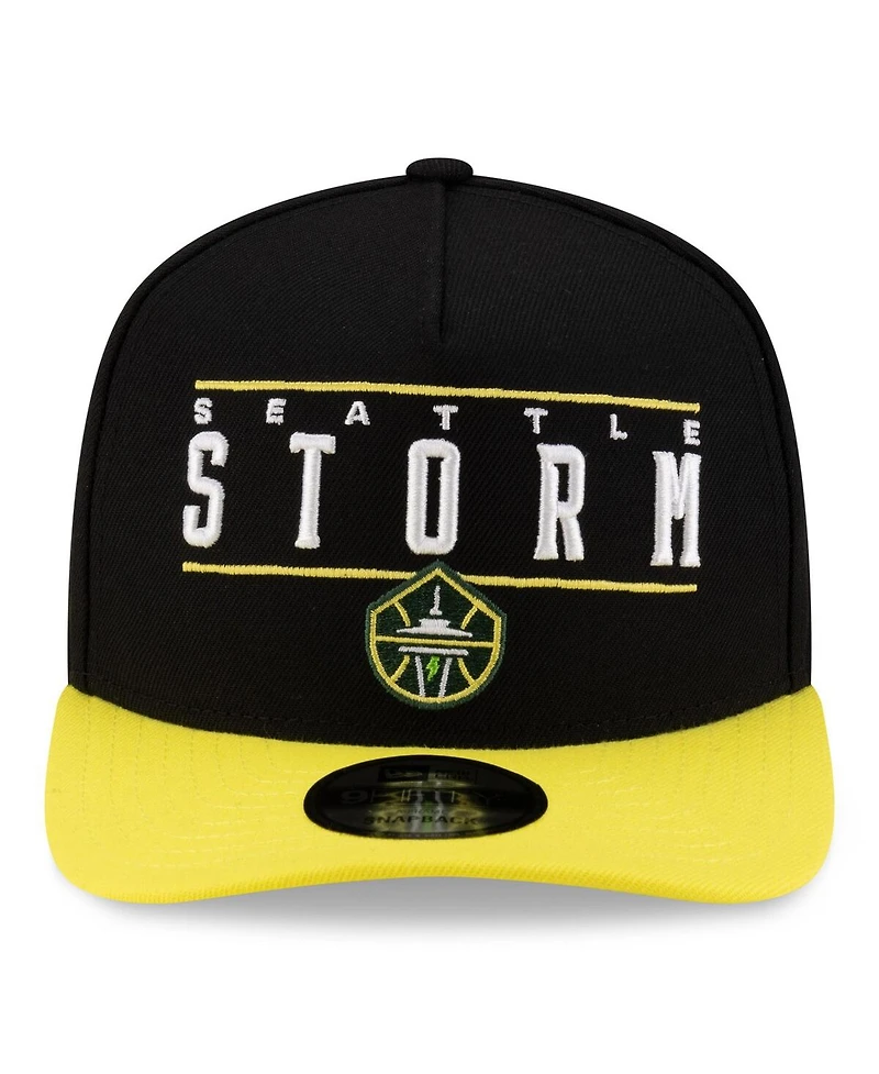 New Era Men's and Women's Black/Yellow Seattle Storm 2025 Wnba Draft A-Frame 9FIFTY Snapback Hat