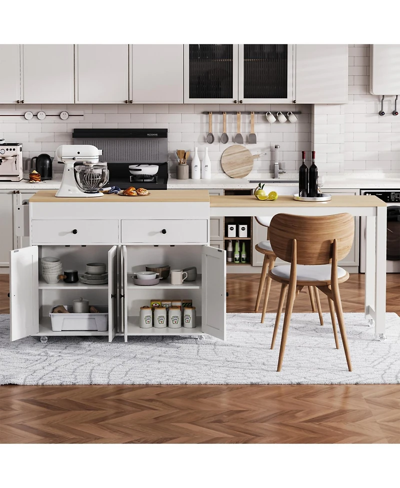 Streamdale Extendable Kitchen Island with Spice Rack & Storage