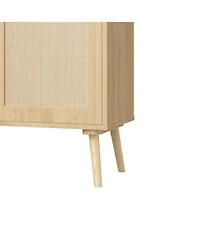 Streamdale Modern Rattan Wood Dresser Wood Storage Cabinet Sideboard for Bedroom, Living Room, Entryway, Hallway