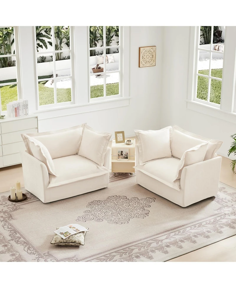 Streamdale Chenille Armchair Set (2), Deep-Seated and Soft for Living, Reading & More