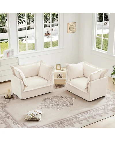 Streamdale Chenille Armchair Set (2), Deep-Seated and Soft for Living, Reading & More