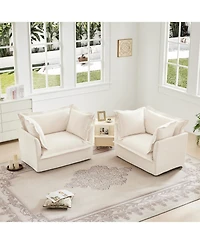 Streamdale Chenille Armchair Set (2), Deep-Seated and Soft for Living, Reading & More