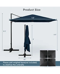 9.5 Feet Square Patio Cantilever Umbrella with 360° Rotation
