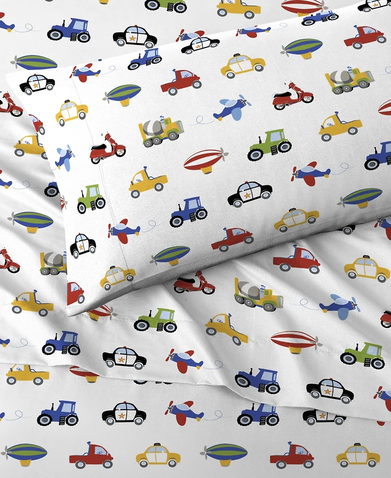 Dream Factory Trains Trucks 4-Pc. Sheet Set, Full
