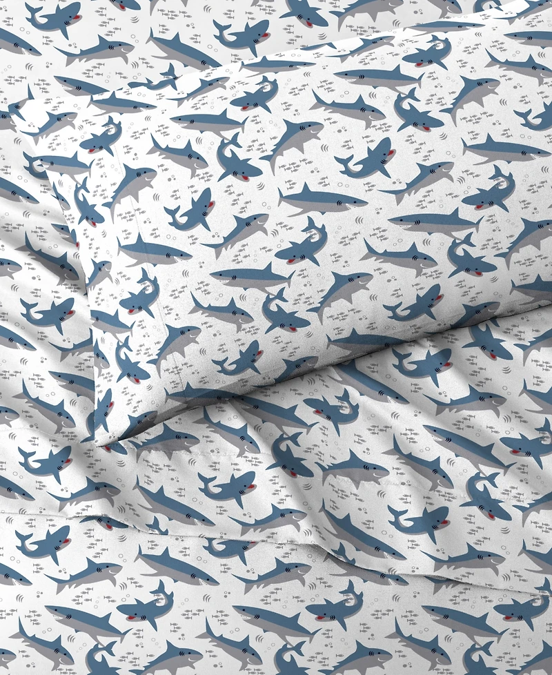 Dream Factory Sharks 4-Pc. Sheet Set, Full