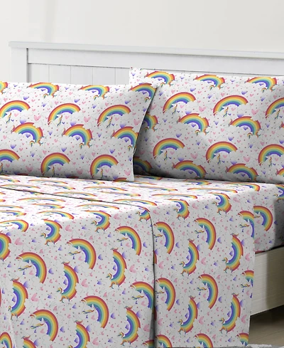 Dream Factory Unicorn Rainbow 3-Pc. Sheet Set, Twin