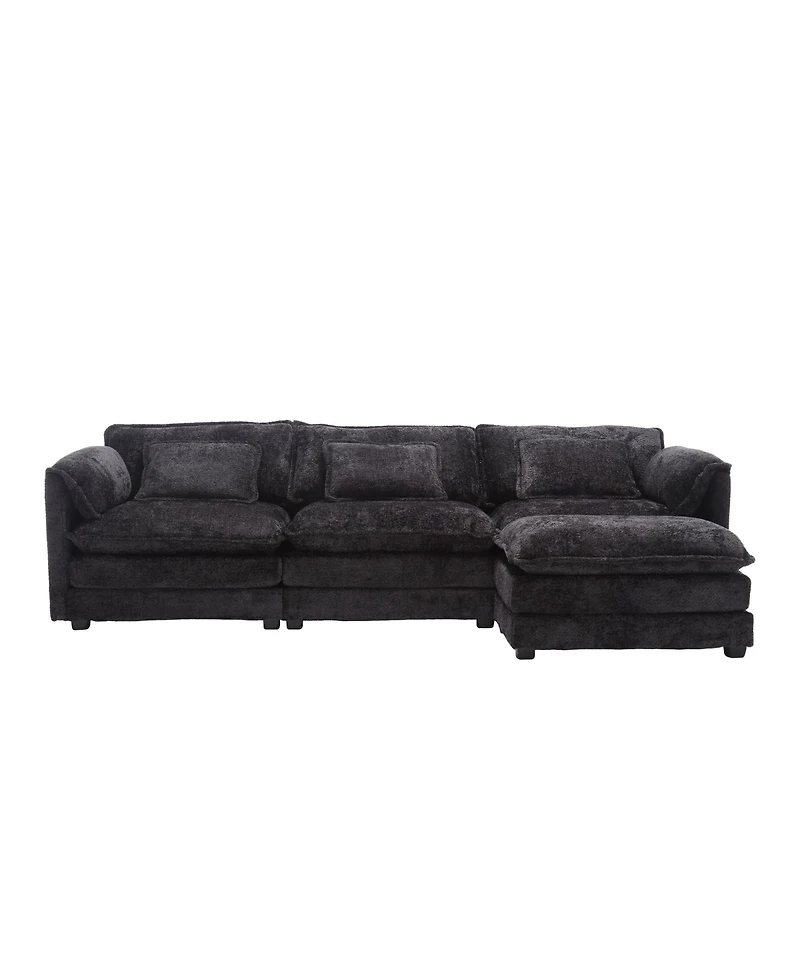 Streamdale Boucle Fabric L-Shape Sectional with Movable Pedals