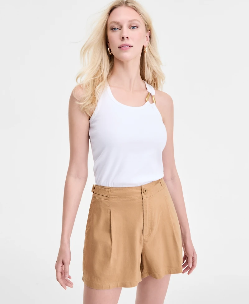 I.n.c. International Concepts Women's Perfect Ribbed Hardware-Trim Tank Top, Exclusively at Macy's