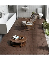 Streamdale 12" Patio Deck Tiles, Diy Interlocking, Indoor/Outdoor, Easy Install, 44pcs Red Brown