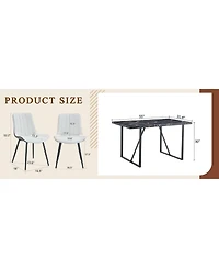 Streamdale Black Marble Dining Set - 55" Table & 4 Pu Chairs