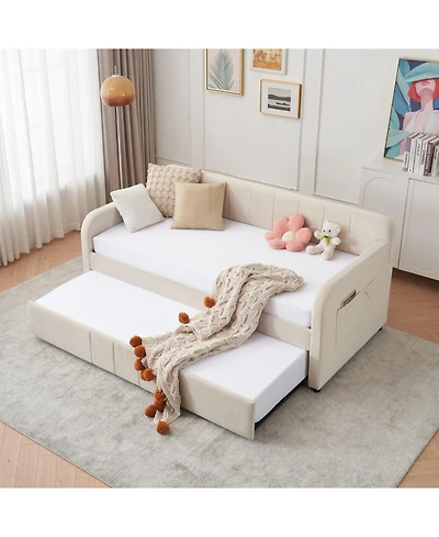 Twin Daybed Frame with Trundle, Sofa Bed for Living Room Guest Room