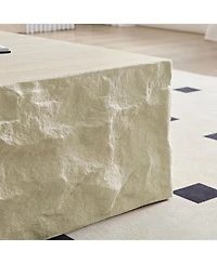 Streamdale Fiberglass Coffee Table for Living Room, 35.43" Vintage Decor, Imitation Stone