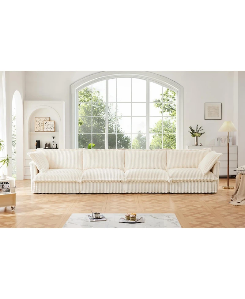 Streamdale Slipcovered 4-Seater Sofa, Extra Deep, Corduroy Fabric Cloud-Like Comfort