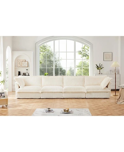 Streamdale Slipcovered 4-Seater Sofa, Extra Deep, Corduroy Fabric Cloud-Like Comfort