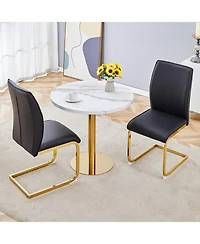 Streamdale Elegant Round Marble Table & 2 High-Resilience Chairs