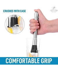 Professional Stainless Steel Cocktail Muddler with Grooved Nylon Head