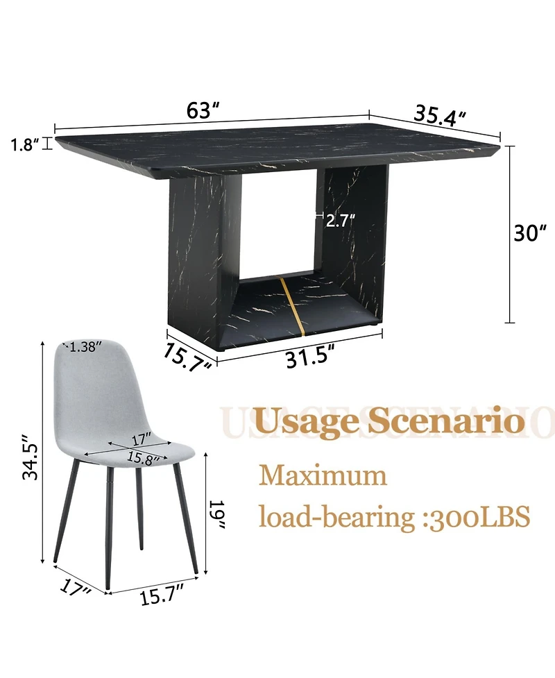 Streamdale Black Marble Dining Set