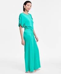 I.n.c. International Concepts Women's Crinkle-Satin Pull-On Wide-Leg Pants, Exclusively at Macy's
