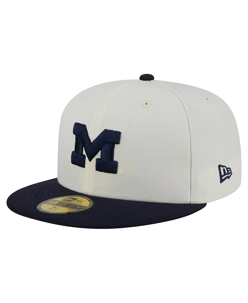 New Era Men's Cream Michigan Wolverines Chrome 59FIFTY Fitted Hat