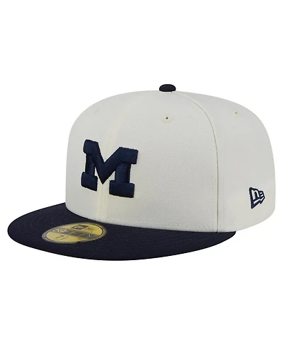 New Era Men's Cream Michigan Wolverines Chrome 59FIFTY Fitted Hat