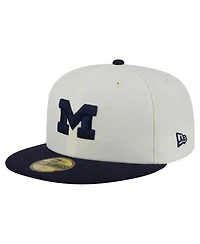 New Era Men's Cream Michigan Wolverines Chrome 59FIFTY Fitted Hat