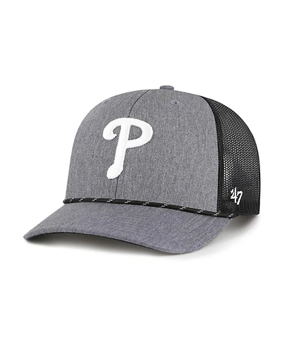 '47 Brand Men's Charcoal Philadelphia Phillies Carbon Rope Trucker Adjustable Hat
