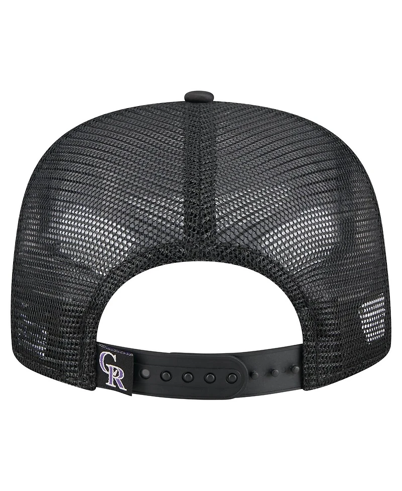 New Era Men's Black Colorado Rockies Retro Satin Script Golfer Adjustable Hat