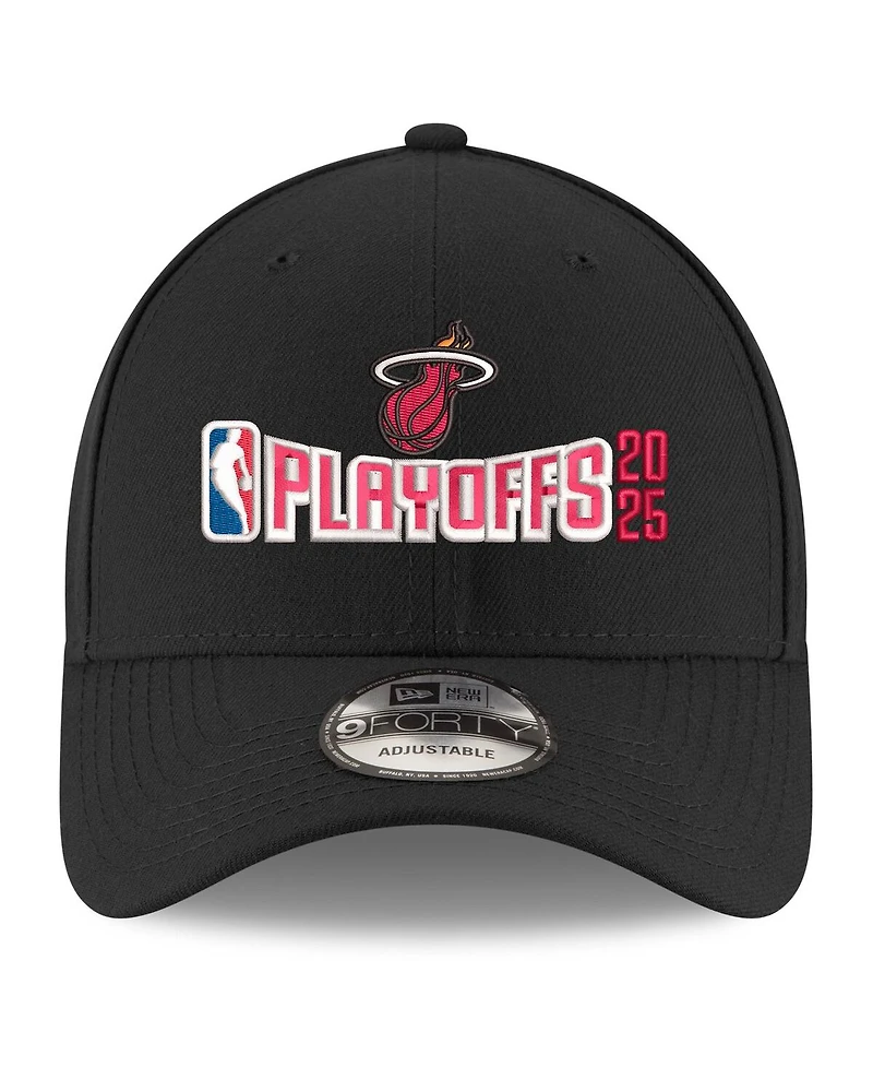 New Era Men's Black Miami Heat 2025 Nba Playoffs 9FORTY Adjustable Hat