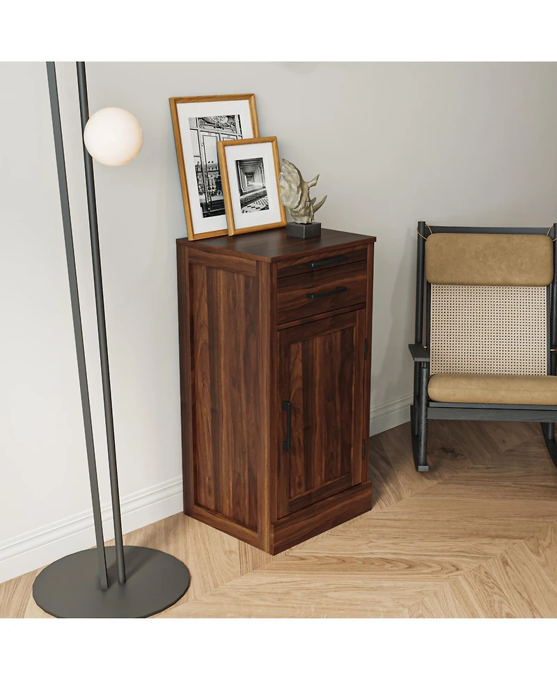 Streamdale brown walnut color modular wine bar cabinet Buffet Cabinet with Hutch for Dining Room