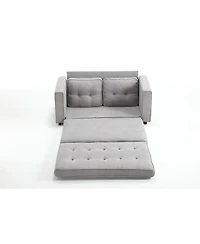 Streamdale Convertible Sofa Bed Set in Gray & Beige Linen Fabric