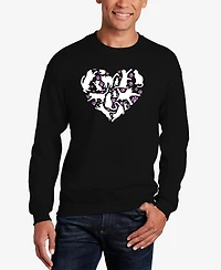 La Pop Art Men's Cat Heart Word Crewneck Sweatshirt